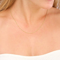 Load image into Gallery viewer, 14k Gold 1.5mm Square Wheat Chain Necklace with Spring Ring - Yellow Gold or White Gold
