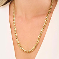 Load image into Gallery viewer, Solid 14K Yellow Gold 7mm Classic Miami Cuban Chain Necklace with Lobster Lock
