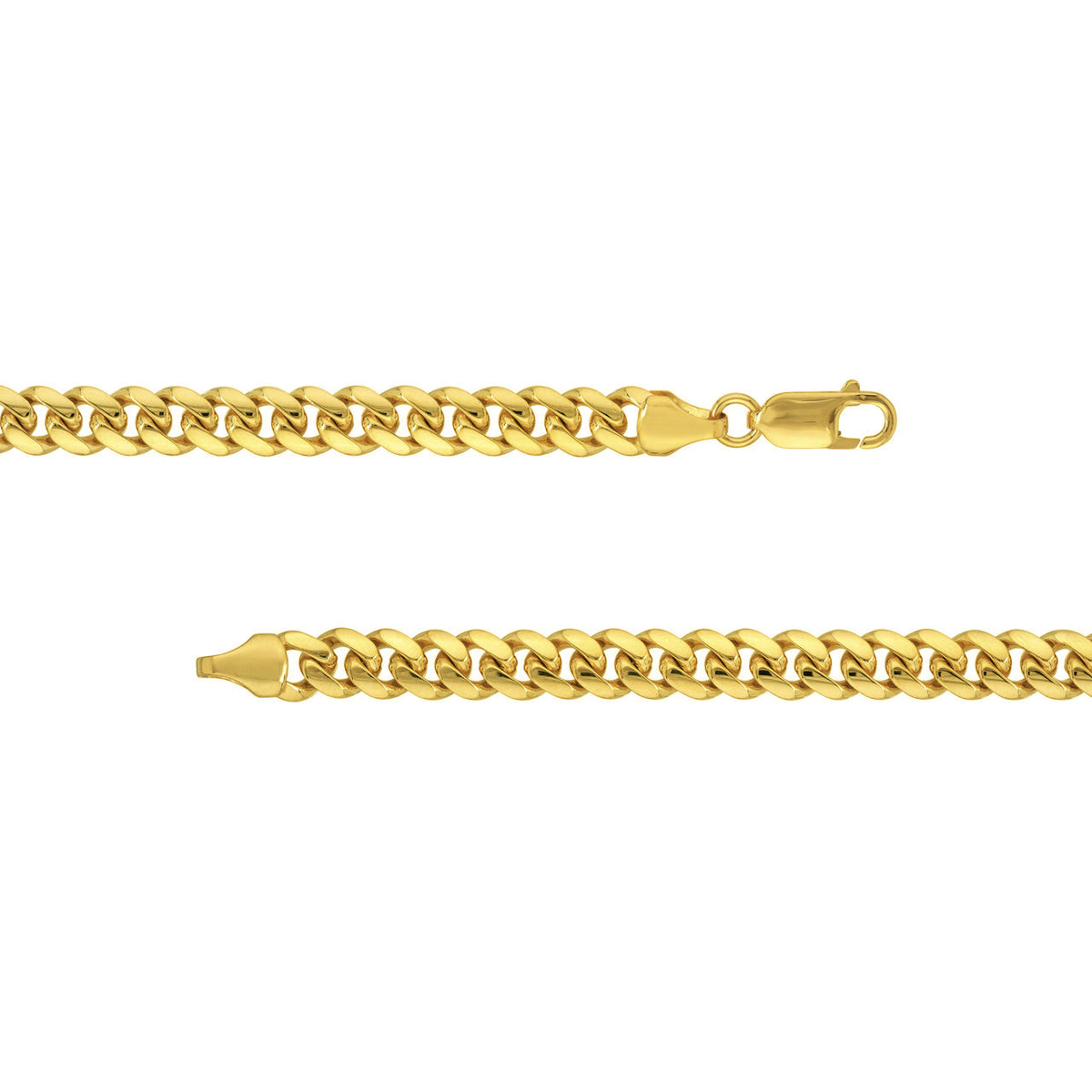 Solid 14K Yellow Gold 6mm Miami Cuban Chain Necklace with Lobster Lock