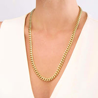Load image into Gallery viewer, Solid 14K Yellow Gold 8mm Miami Cuban Chain Necklace with Lobster Lock
