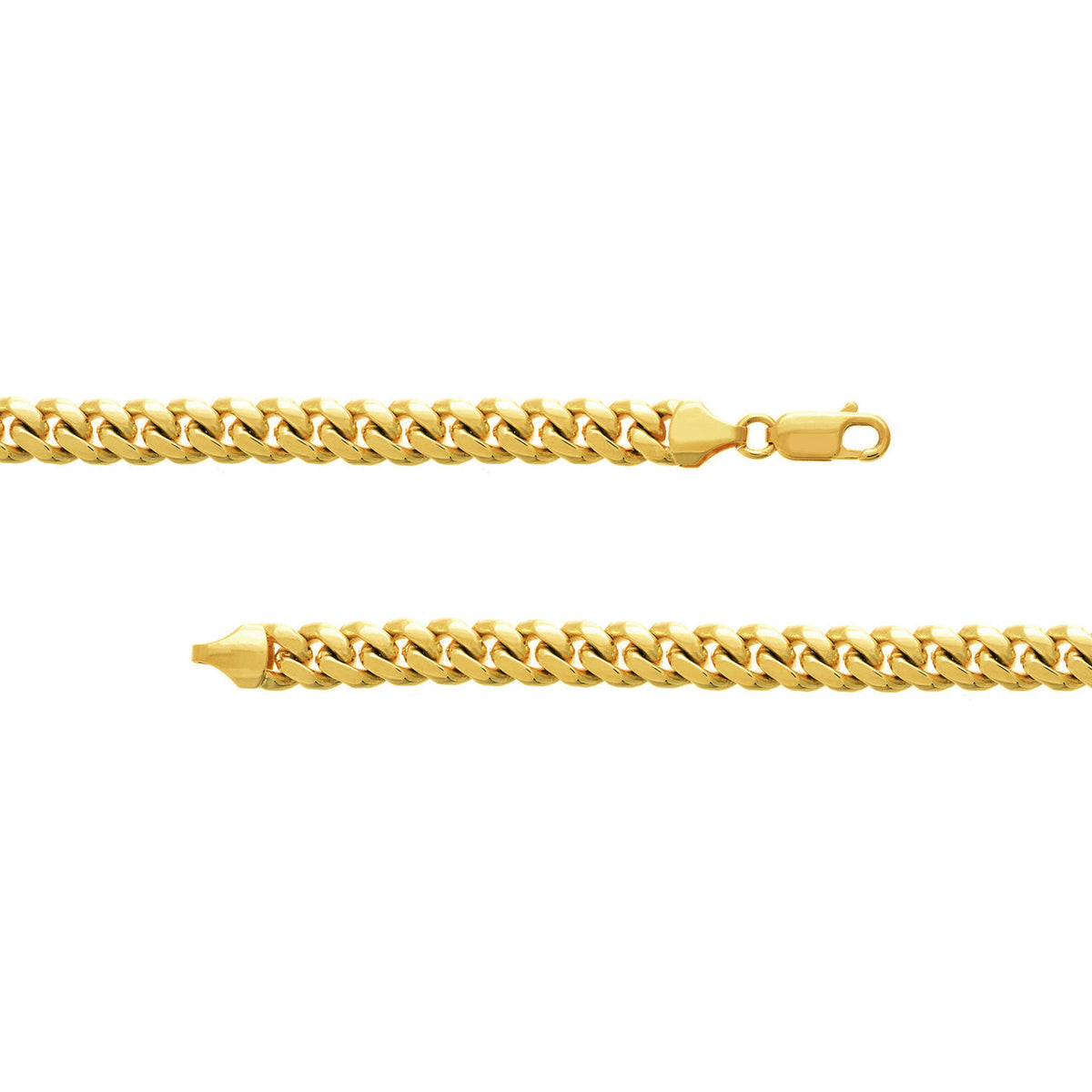 Solid 14K Yellow Gold 8mm Miami Cuban Chain Necklace with Lobster Lock