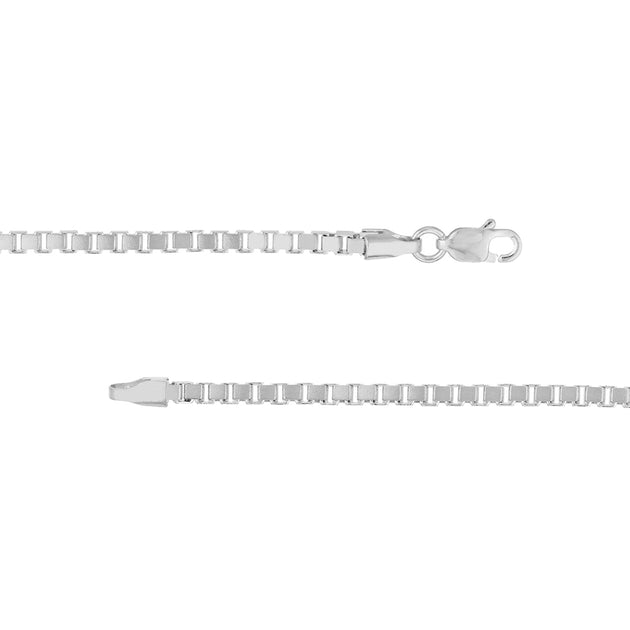 Real 925 Sterling Silver Box Chain Necklace - 2.5mm Ball/Bead Style, 14-28 Inch