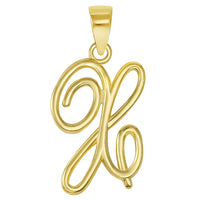 Load image into Gallery viewer, 14k Yellow Gold Elegant Script Letter Cursive Initial Charm with Safety Pin Brooch - A to Z
