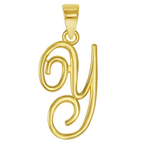 Load image into Gallery viewer, 14k Yellow Gold Elegant Script Letter Cursive Initial Charm with Safety Pin Brooch - A to Z
