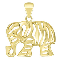 Load image into Gallery viewer, Polished 14K Gold Elegant Elephant Charm Animal Pendant with Figaro Chain Necklace - Yellow Gold
