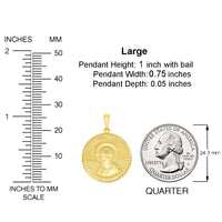 Load image into Gallery viewer, 14k Yellow Gold Round Sacred Heart of Jesus Charm Textured Medallion Pendant with Cuban Link Curb Chain Necklace - 3 Sizes
