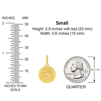 Load image into Gallery viewer, Solid 14k Yellow Gold Round Small Saint Christopher Protect Us Medal Pendant Necklace
