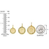 Load image into Gallery viewer, Solid 14k Yellow Gold Round Saint Christopher Protect Us Medal Pendant with Figaro Chain Necklace - 3 Sizes
