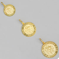 Load image into Gallery viewer, Solid 14k Yellow Gold Round Saint Christopher Protect Us Medal Pendant with Figaro Chain Necklace - 3 Sizes
