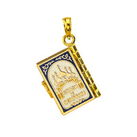 Load image into Gallery viewer, 14k Yellow Gold Russian Orthodox Bible Book Charm Holy Bible with Prayer Pendant Necklace
