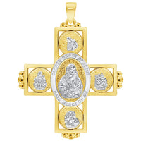 Load image into Gallery viewer, 14k Yellow Gold Sacred Heart of Jesus Four Way Cross Miraculous Pendant
