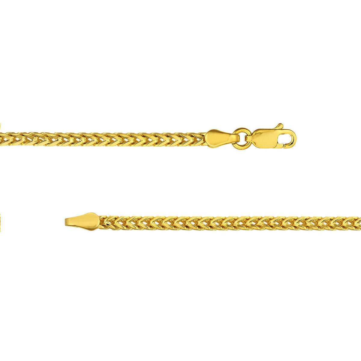 Franco Box Cuban Solid Link Chain 28" 26" 24" 22" 14k gold 2mm 24.5g Yellow