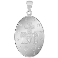Load image into Gallery viewer, Solid 14k White Gold Small Classic Miraculous Medallion of the Virgin Mary Pendant Necklace
