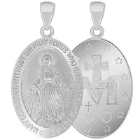 Load image into Gallery viewer, Solid 14k White Gold Small Classic Miraculous Medallion of the Virgin Mary Pendant Necklace
