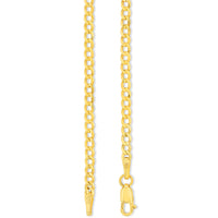 Load image into Gallery viewer, Solid 14K Yellow Gold 3mm Concave Cuban Link Curb Chain Necklace with Lobster Clasp
