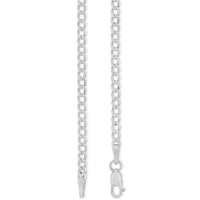 Load image into Gallery viewer, Solid 14K White Gold 3mm Concave Cuban Link Curb Chain Necklace with Lobster Clasp
