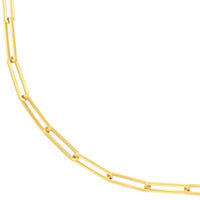 Load image into Gallery viewer, Solid 14K Gold 4mm Long Paperclip Link Chain Necklace with Lobster Lock
