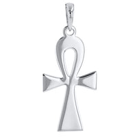 Load image into Gallery viewer, Solid 14K White Gold Egyptian Ankh Cross Pendant with High Polish
