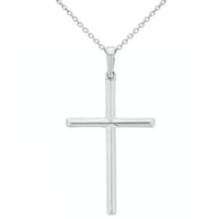 Load image into Gallery viewer, Solid 14K White Gold Simple Cross Charm Pendant Necklace
