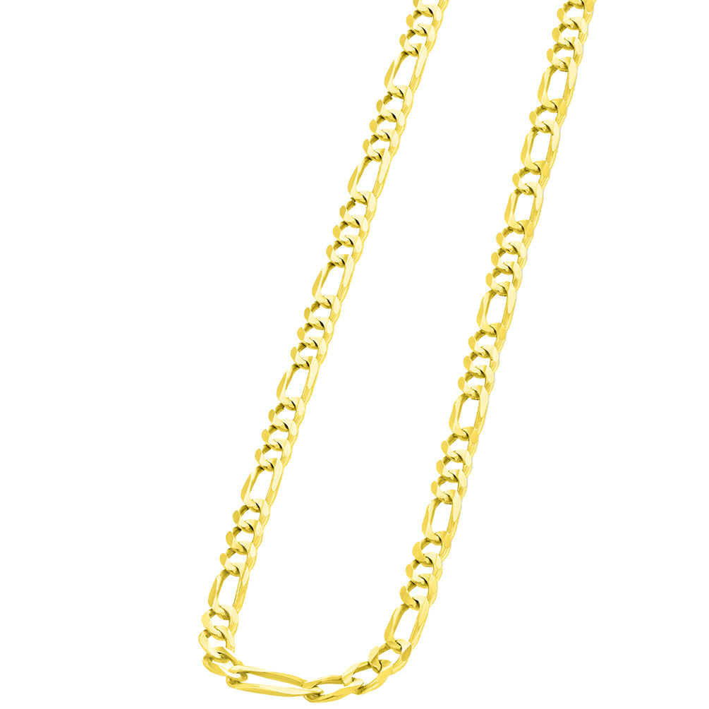 Solid 14K Yellow Gold 4.2 Mm Figaro Link Chain Necklace
