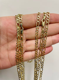 Load image into Gallery viewer, Solid 14K Yellow Gold 4mm Figaro Link Chain Necklace
