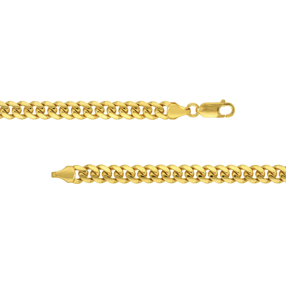 Solid 14K Yellow Gold 4mm Miami Cuban Chain Necklace with Lobster Lock