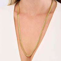 Load image into Gallery viewer, Solid 14K Yellow Gold 5mm Miami Cuban Chain Necklace with Lobster Lock
