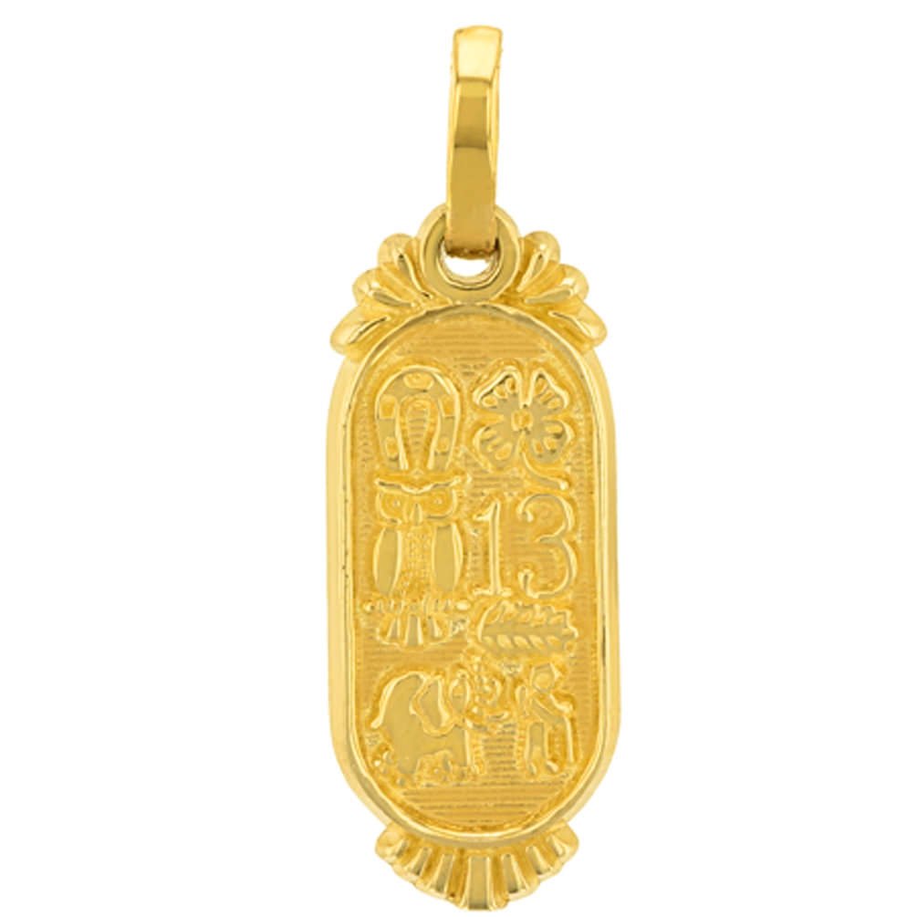 Solid 14K Yellow Gold Good Luck Charm Lucky Pendant