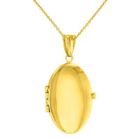 Load image into Gallery viewer, Solid 14K Yellow Gold Oval Locket Charm Pendant with Cable, Curb, or Figaro Chain Necklace
