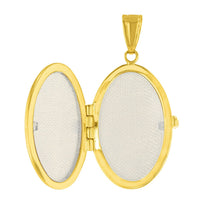 Load image into Gallery viewer, Solid 14K Yellow Gold Oval Locket Charm Pendant with Cable, Curb, or Figaro Chain Necklace
