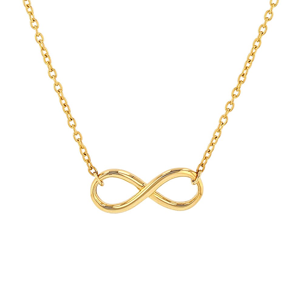 Solid 14K Yellow Gold Plain Infinity Love Necklace