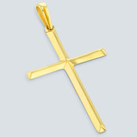 Load image into Gallery viewer, Solid 14K Yellow Gold Slender Plain Cross Charm Pendant with High Polished Finish
