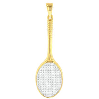 Load image into Gallery viewer, Solid 14K Yellow Gold Tennis Racquet Charm Sports Pendant
