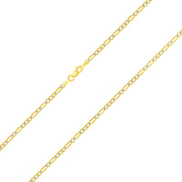 Load image into Gallery viewer, Solid 14k Gold Two-Tone Diamond-Cut 2mm Figaro Link Chain Necklace with Lobster Lock
