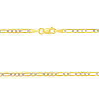 Load image into Gallery viewer, Solid 14k Gold Two-Tone Diamond-Cut 2mm Figaro Link Chain Necklace with Lobster Lock
