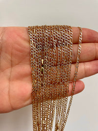 Load image into Gallery viewer, Solid 14k Gold Two-Tone Diamond-Cut 2mm Figaro Link Chain Necklace with Lobster Lock
