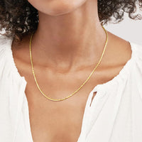 Load image into Gallery viewer, Solid 14k Yellow Gold 2mm Rope Chain Necklace with Lobster Claw - Diamond Cut
