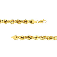 Load image into Gallery viewer, Solid 14k Yellow Gold 6mm Rope Chain Necklace with Lobster Lock - Diamond-Cut
