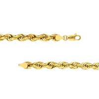 Load image into Gallery viewer, Solid 14k Yellow Gold 7mm Rope Chain Necklace with Lobster Lock - Diamond-Cut
