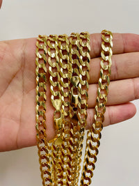 Load image into Gallery viewer, Solid 14k Yellow Gold 8mm Cuban Concave Curb Chain Necklace with Lobster Clasp
