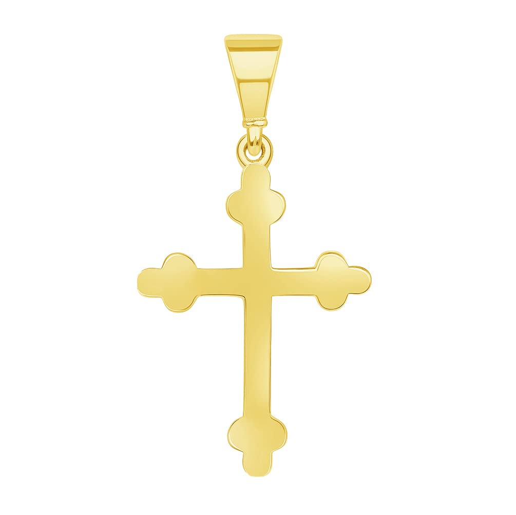 Solid 14k Yellow Gold Dainty Religious Orthodox Cross Charm Pendant