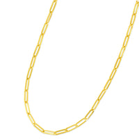 Load image into Gallery viewer, Solid 14k Yellow Gold Polished 3mm Paperclip Chain Link Necklace with Lobster Clasp
