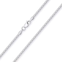 Load image into Gallery viewer, Solid 14k Yellow Gold or White Gold 2mm Round Box Link Chain Necklace with Lobster Claw Clasp

