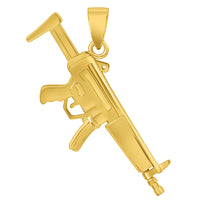 Load image into Gallery viewer, Solid 14k Yellow Gold Semi-Automatic Assault Rifle Gun Pendant
