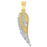 Load image into Gallery viewer, Solid 14k Yellow Gold Textured Two-Tone Angel Wing Charm Pendant
