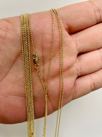 Load image into Gallery viewer, Solid 14k Yellow Gold Thin 0.9mm Textured Round Bead Chain Necklace with Lobster Claw Clasp
