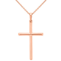 Load image into Gallery viewer, Solid 14k Rose Gold Simple Christian Cross Pendant Necklace
