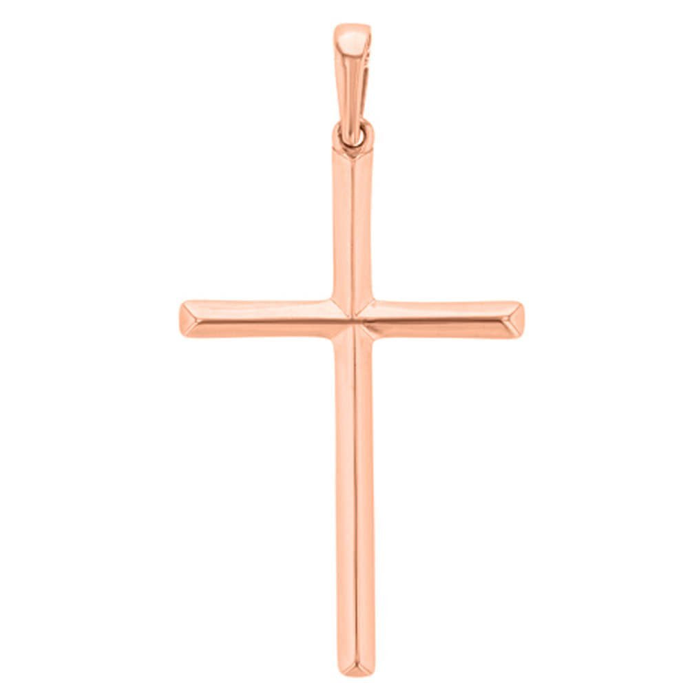 Solid 14k Rose Gold Simple Christian Cross Pendant