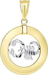 Load image into Gallery viewer, 14k Two-Tone Gold Circle Zodiac Sign Pendant
