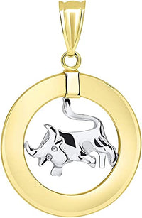 Load image into Gallery viewer, 14k Two-Tone Gold Circle Zodiac Sign Pendant
